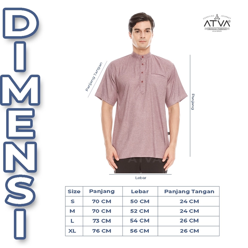 Product image ATVA - Baju Koko Pria Madinah Tangan Pendek Warna Purple M all variant